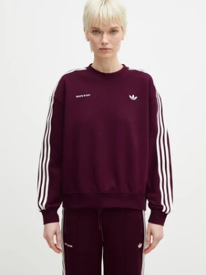 adidas Originals bluza x Sporty & Rich Sweatshirt damska kolor bordowy gładka JN5321
