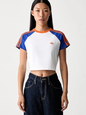 adidas Originals crop top damski z bawełną biały