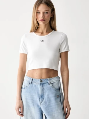 adidas Originals crop top damski z bawełną Essentials biały