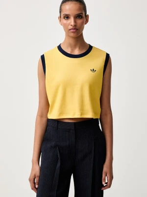 adidas Originals crop top damski z bawełną Heather żółty
