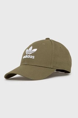 adidas Originals czapka bawełniana kolor zielony z aplikacją HL9324