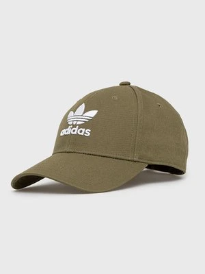 adidas Originals czapka bawełniana kolor zielony z aplikacją HL9324