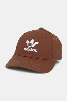 adidas Originals czapka z daszkiem bawełniana kolor brązowy z aplikacją IX7572