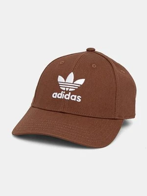 adidas Originals czapka z daszkiem bawełniana kolor brązowy z aplikacją IX7572