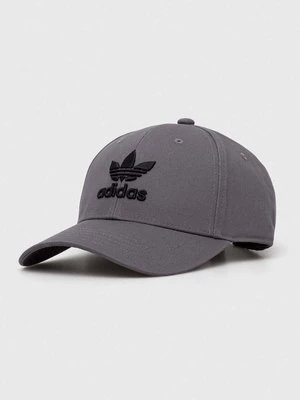 adidas Originals czapka z daszkiem bawełniana kolor szary z aplikacją IL4844