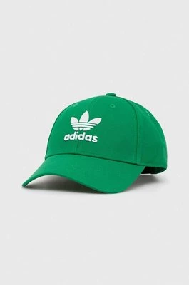 adidas Originals czapka z daszkiem bawełniana kolor zielony z aplikacją