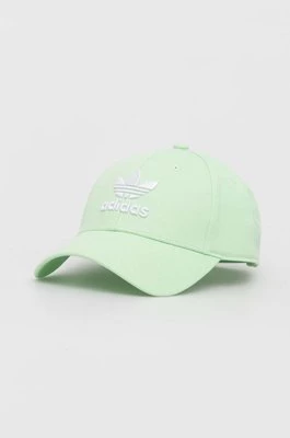 adidas Originals czapka z daszkiem bawełniana kolor zielony z aplikacją IW1786