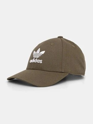 adidas Originals czapka z daszkiem bawełniana kolor zielony z aplikacją IX7571