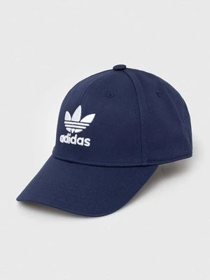 adidas Originals czapka z daszkiem bawełniana Trefoil kolor niebieski z aplikacją IL4843