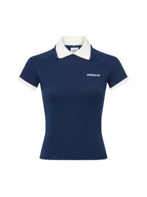 adidas Originals Damska koszulka polo Kobiety Bawełna niebieski jednolity,