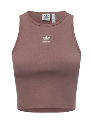 adidas Originals Damski przycięty podkoszulek Kobiety Bawełna brązowy wypukły wzór tkaniny,
