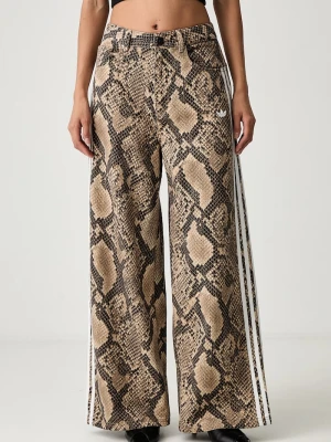 adidas Originals jeansy wide leg damskie beżowy