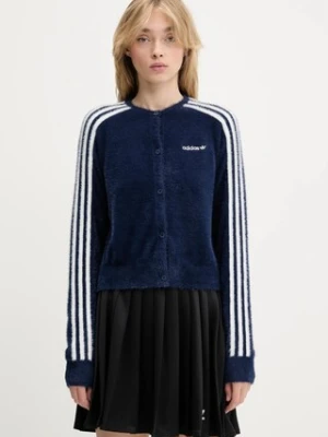 adidas Originals kardigan Fluffy Cardigan damski kolor granatowy JW3644