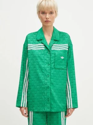 adidas Originals koszula 70s Top damska kolor zielony relaxed z kołnierzykiem klasycznym JN7659