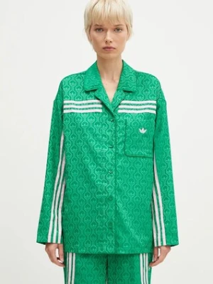 adidas Originals koszula 70s Top damska kolor zielony relaxed z kołnierzykiem klasycznym JN7659