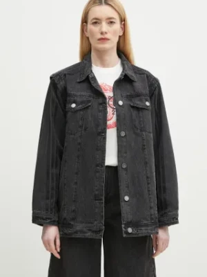 adidas Originals koszula bawełniana jeansowa DENIM SHIRT JKT damska kolor czarny relaxed z kołnierzykiem klasycznym JY8882