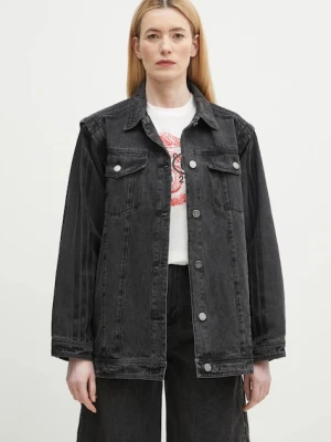 Zdjęcie produktu adidas Originals koszula bawełniana jeansowa DENIM SHIRT JKT damska kolor czarny relaxed z kołnierzykiem klasycznym JY8882