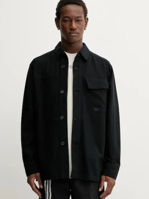 adidas Originals koszula bawełniana P Ess Shi męska kolor czarny relaxed z kołnierzykiem klasycznym JW0118