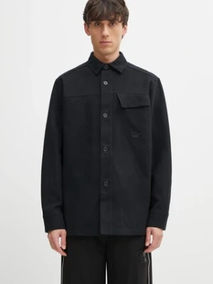 adidas Originals koszula bawełniana P Ess Shi męska kolor czarny relaxed z kołnierzykiem klasycznym JW0118