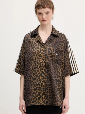 adidas Originals koszula damska kolor brązowy relaxed z kołnierzykiem klasycznym KA2678