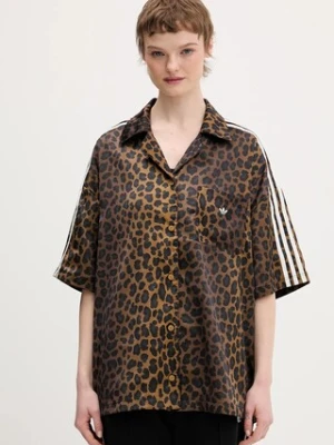 adidas Originals koszula damska kolor brązowy relaxed z kołnierzykiem klasycznym KA2678