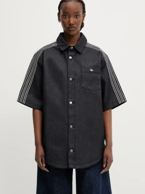 adidas Originals koszula jeansowa Denim Shirt damska kolor granatowy relaxed z kołnierzykiem klasycznym JJ3146