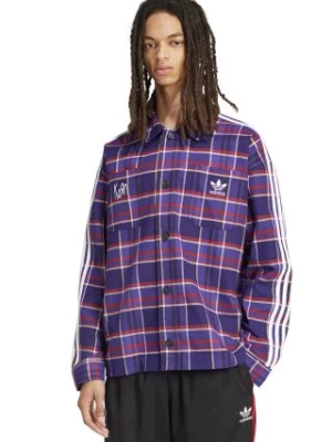 adidas Originals koszula Korn Overshirt męska kolor fioletowy regular z kołnierzykiem klasycznym JG1334