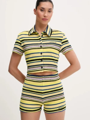 adidas Originals koszula Towel S Tee damskie kolor żółty slim z kołnierzykiem klasycznym JC5333
