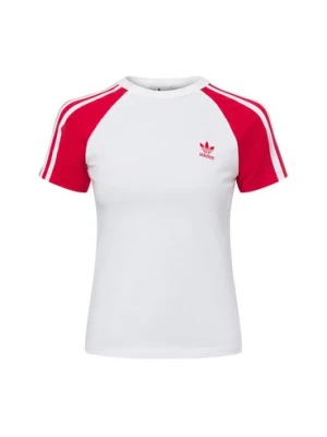 adidas Originals Koszulka damska - 3S SLIM TEE Kobiety Bawełna biały|czerwony jednolity,