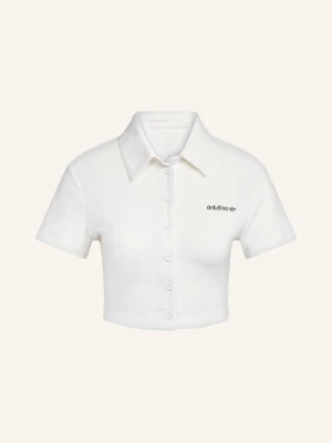 Adidas Originals Krótka Koszulka Polo Striped Towel Button Up Z Frotte weiss
