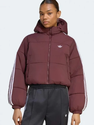 adidas Originals krótka kurtka damska Adicolor Cropped Hooded Puffer bordowy