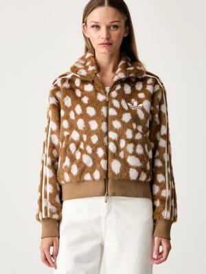adidas Originals krótka kurtka damska Animal Print Firebird brązowy