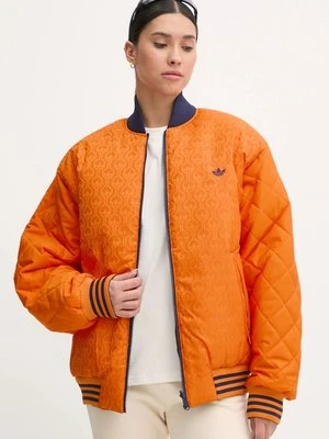 adidas Originals kurtka bomber dwustronna 70s Reversible Oversized Bomber Jacket damska kolor pomarańczowy zimowa oversize JN7657