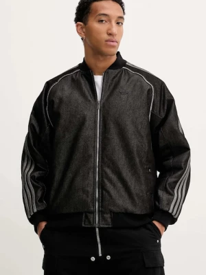 adidas Originals kurtka bomber jeansowa Denim Jkt kolor czarny zimowa oversize JY2796