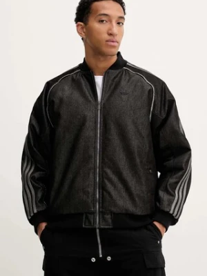 adidas Originals kurtka bomber jeansowa Denim Jkt kolor czarny zimowa oversize JY2796
