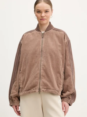 adidas Originals kurtka damska sztruksowa brązowy