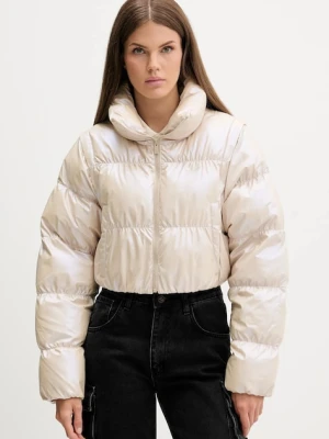 adidas Originals kurtka Ess Glossy kolor beżowy zimowa oversize JX2985