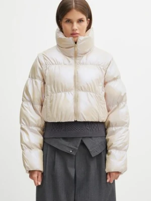 adidas Originals kurtka Ess Glossy kolor beżowy zimowa oversize JX2985