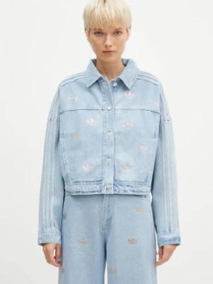 adidas Originals kurtka jeansowa Femme Galore Denim Rhinestone Jacket damska kolor niebieski przejściowa JN3021