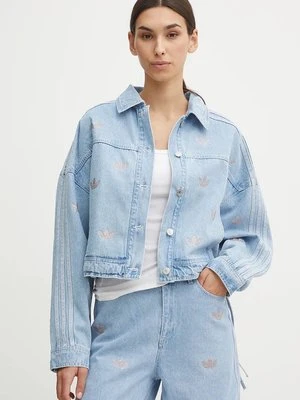 adidas Originals kurtka jeansowa Femme Galore Denim Rhinestone Jacket damska kolor niebieski przejściowa JN3021