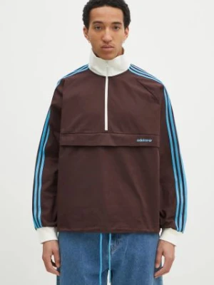 adidas Originals kurtka Pullover męska kolor brązowy przejściowa oversize JC8376