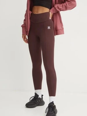 adidas Originals legginsy damskie kolor brązowy gładkie IY9694