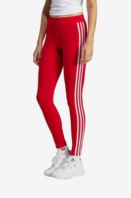 adidas Originals legginsy damskie kolor czerwony z aplikacją IB7382-CZERWONY