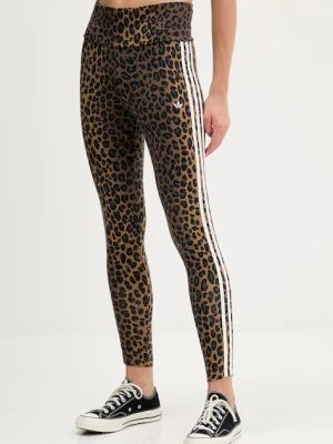 adidas Originals legginsy Legging damskie kolor brązowy wzorzyste JW7308
