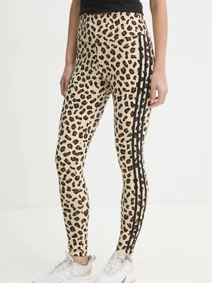 adidas Originals legginsy Leopard damskie kolor beżowy wzorzyste IX7419