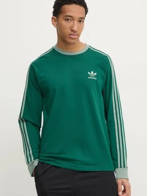 adidas Originals longsleeve 3-Stripes męski kolor zielony wzorzysty JD0540