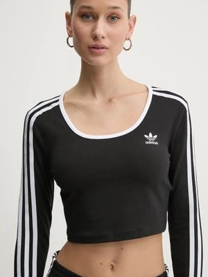 adidas Originals longsleeve 3S LS CROP damski kolor czarny JD4624