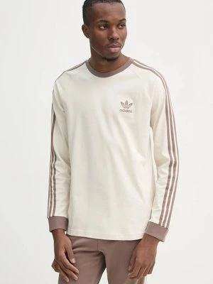 adidas Originals longsleeve bawełniany 3-Stripes kolor beżowy z aplikacją JN7022