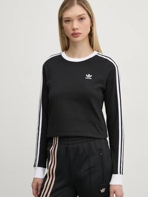 adidas Originals longsleeve bawełniany 3-Stripes kolor czarny JC5774