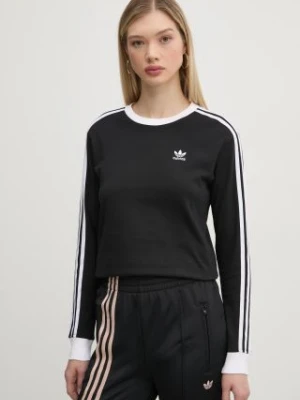 adidas Originals longsleeve bawełniany 3-Stripes kolor czarny JC5774